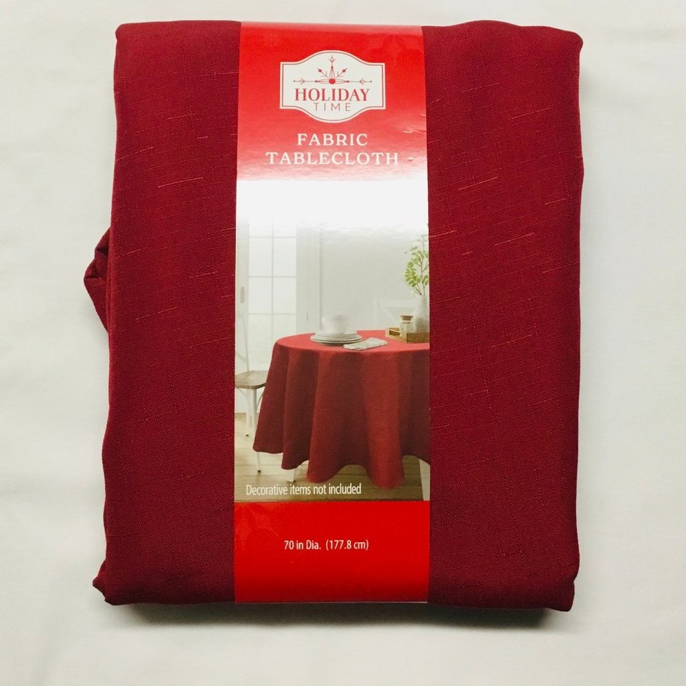 NEW! Fabric Tablecloth 70" Round-Color Red